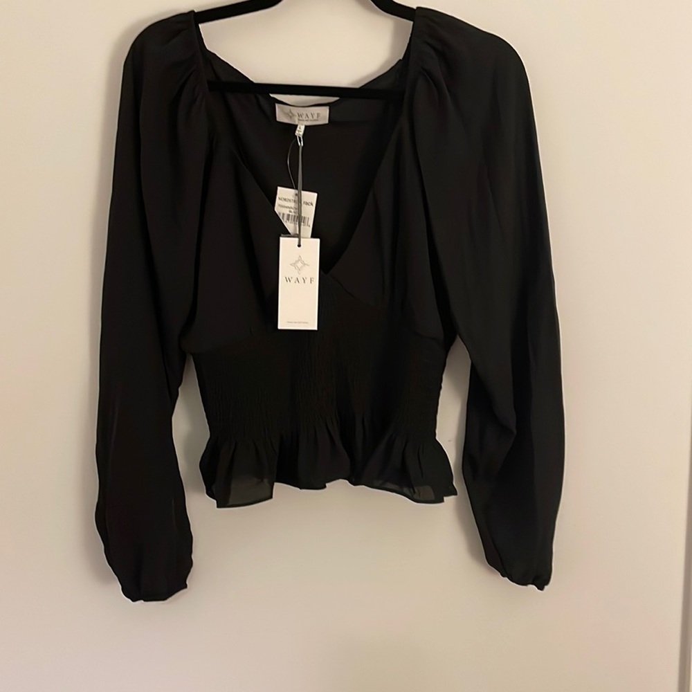 WAYF smocked waist raglan top